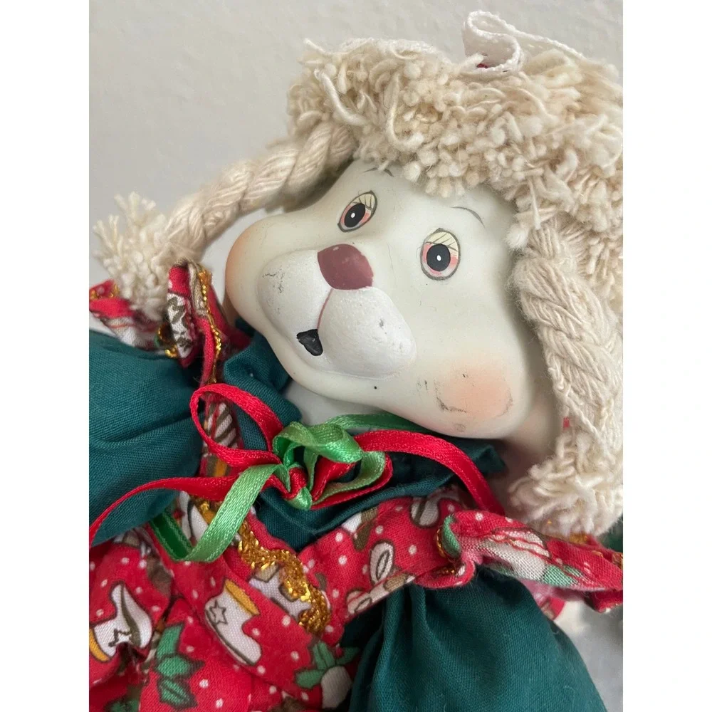 VTG House of Lloyd Hip & Hop Christmas Plush Bunny Pair Green Red 542064 Good